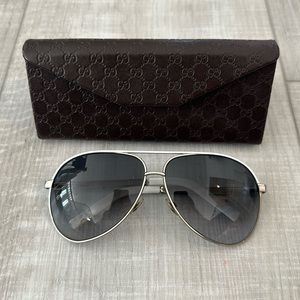 GUCCI - Aviator Sunglasses - White/Silver